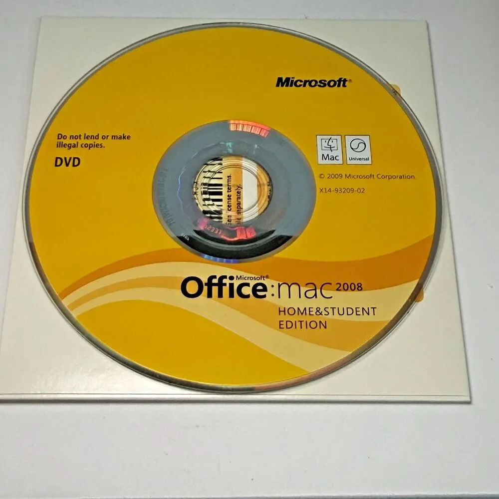 Microsoft Office Mac 2008 Home & Student Edition Disc w/ Manual Used Untested